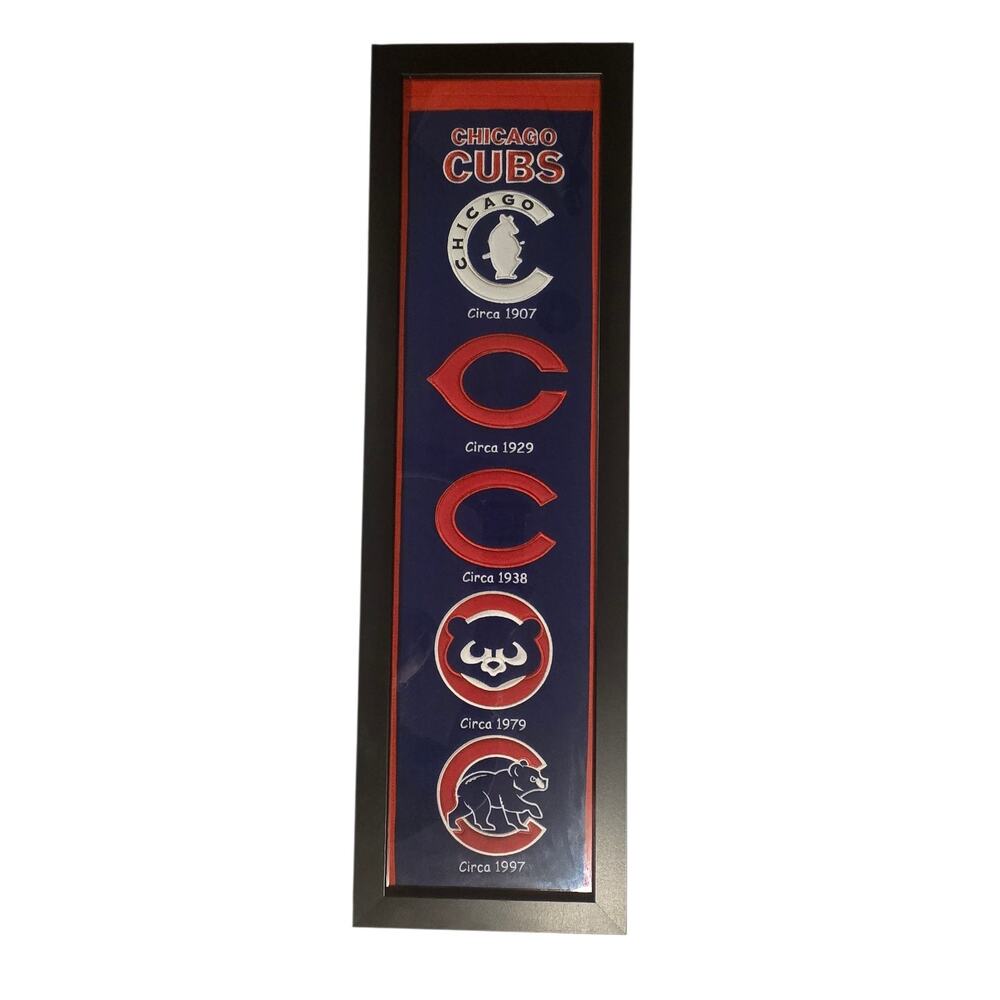 Chicago Cubs Baseball Framed Heritage Historical Banner Embroidery